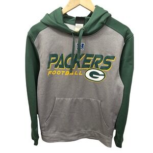Green Bay Packers Football Hoodie Small Gray Green Colorblock NFL Team Apparel